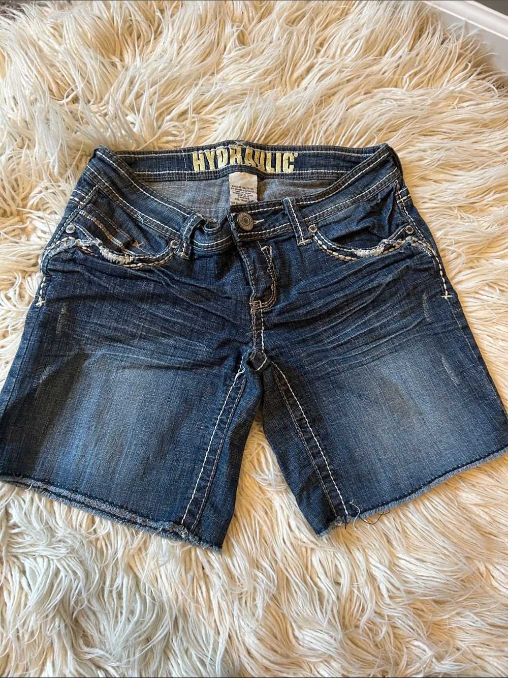 Hydraulic Juniors 5/6 Dark Indigo Distressed Denim Bermuda Shorts